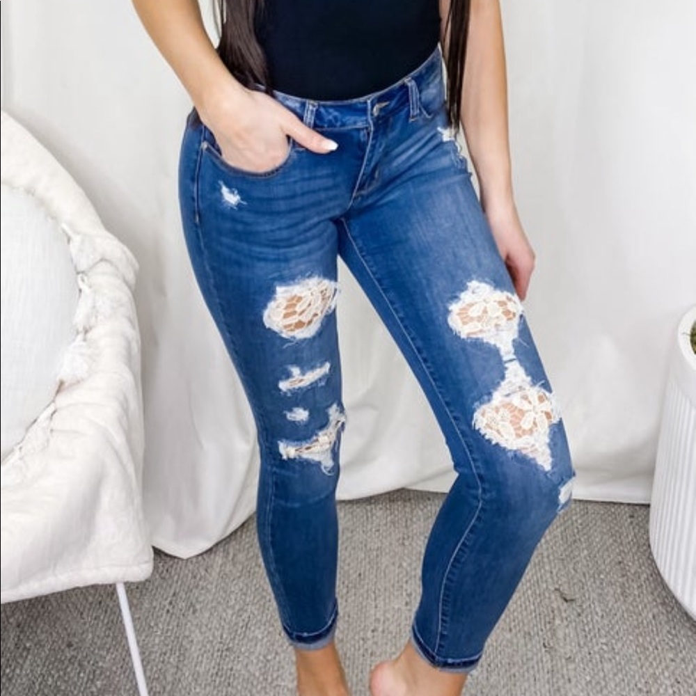 Judy Blue lace patch skinny jeans
